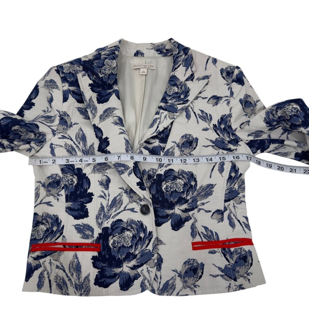 Eva Mendes Floral Blazer SZ 6 & Pencil Skirt SZ 0 Suit Set Off White/Blue/ Lined - Picture 9 of 16